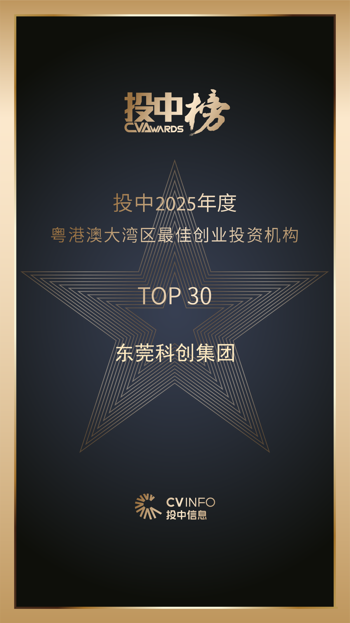 喜讯！东莞科创集团荣登投中2025年度粤港澳大湾区最佳创业投资机构TOP30
